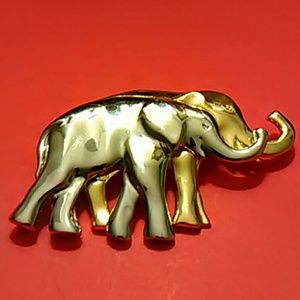 Double Elephant brooch gold/sterling silver